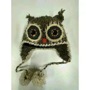 HAND CROCHET KIDS OWL HAT BEANIE